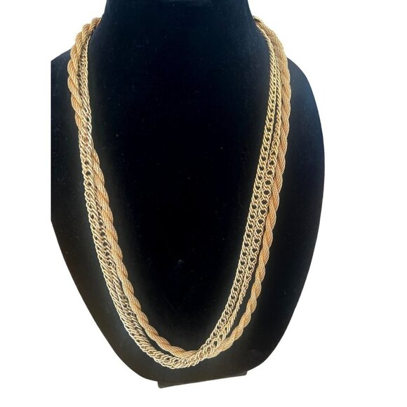 Vintage Tassel Necklace Yellow Gold Tone 18" with Enhancer and matching earrings - Picture 10 of 13